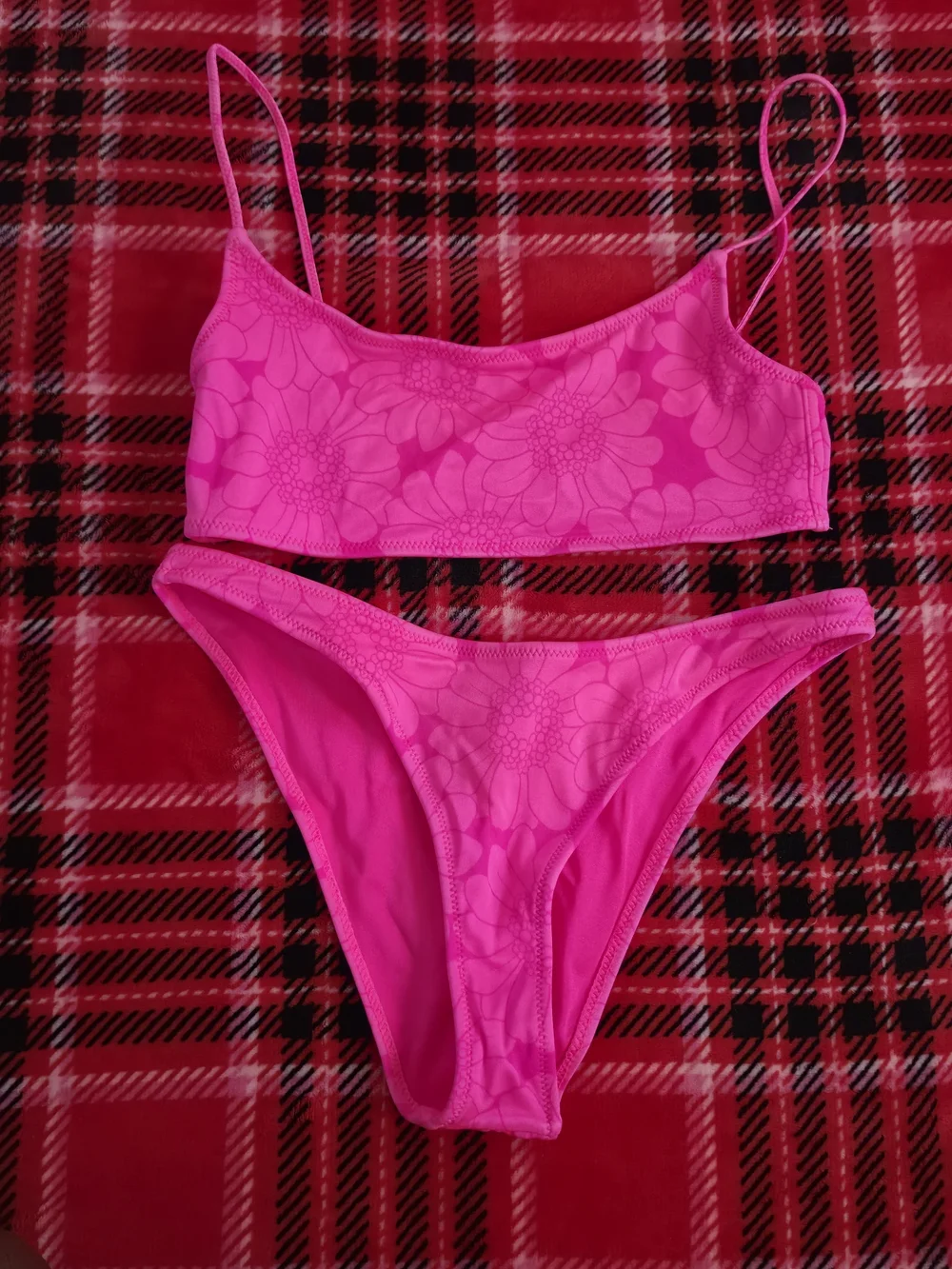 triangl swimwear Hot Pink Floral Scoop Bikini Set